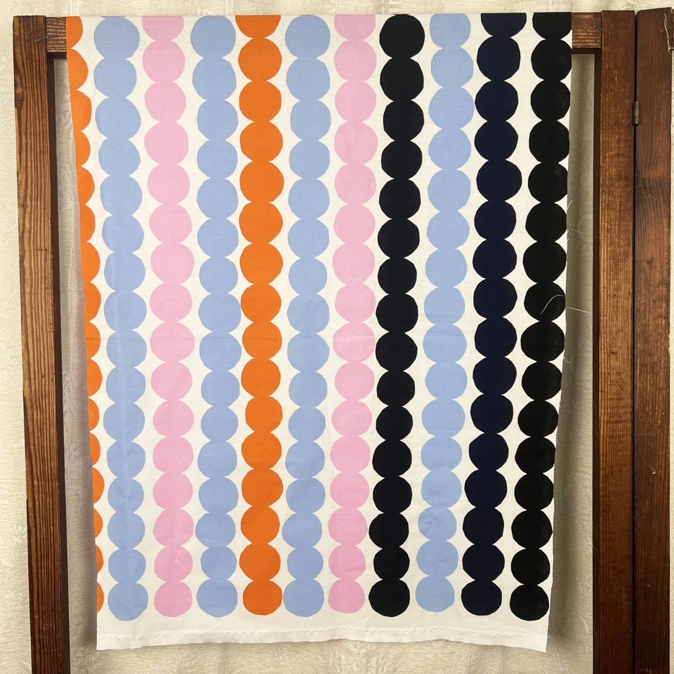 Marimekko Rasymatto pastels & black dots cotton fabric end of bolt Scandinavia - Image 2 of 3