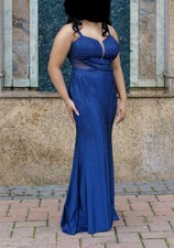 Royal Blue Sequin Dress Gown Formal Prom W/ Matching Clutch