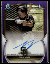 2023 Bowman #CPA-NV Nick Vogt Chrome 1st Auto Purple Refractor #/250