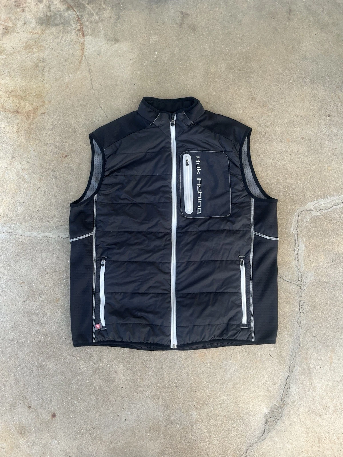 Huk Kryptek Vest Mens XL Black PrimaLoft Insulated Puffer Insulated Fishing
