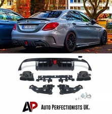F&uuml;r Mercedes C Klasse W205 AMG Line C63S B Style Glanz Schwarz Diffusor 14-18