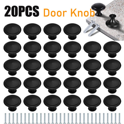 New 20 Pack Matte Black Kitchen Cabinet Knobs Round Drawer Pulls Stainless Steel