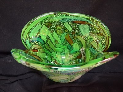 MURANO VETRI GLASS VASE フラワーベース Formia Vetri Di Murano Green Art Glass Vase Hand Blown Italian
