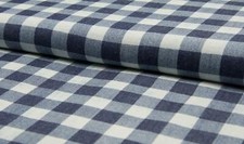 100% Cotton Poplin Denim Fabric Craft Material BIG CHECK - DK JEANS