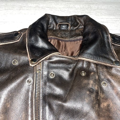Vintage Brown Leather Perfecto Jacket Size 40 - Picture 7 of 9