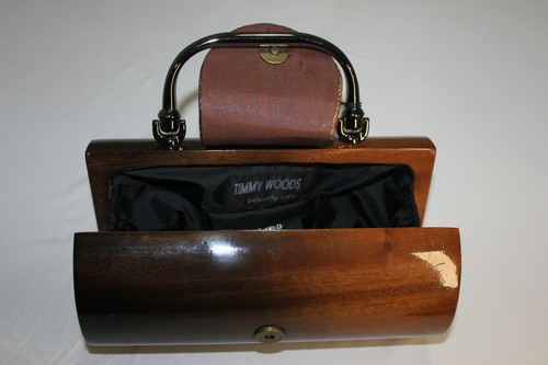 Timmy Woods Metallic Cylinder Wood Carved Handbag - Picture 9 of 11