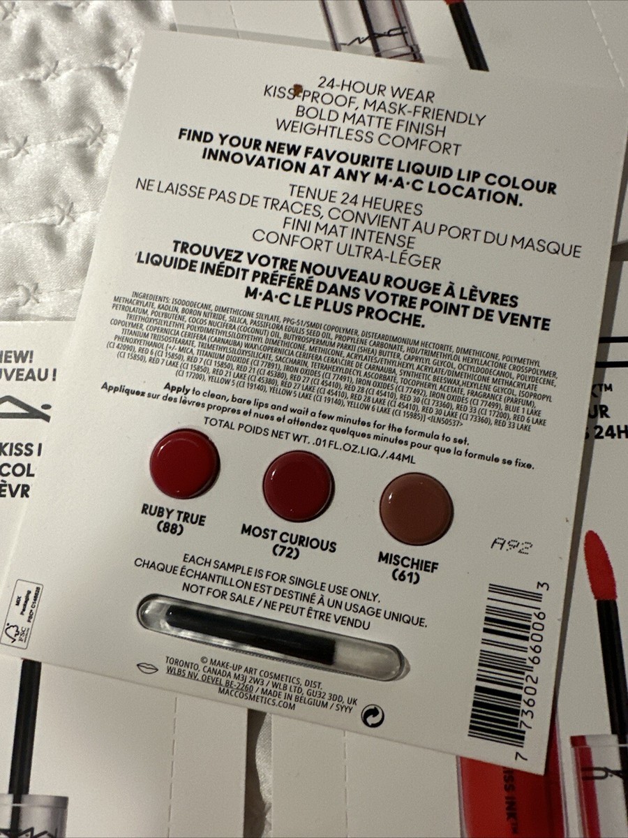 4 x MAC Locked Kiss Ink 24HR Lip Color in Ruby True Mischief
