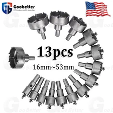13PC Carbide Tip TCT Hole Saw Cutter Drill Bit Set For Steel Metal Alloy 16-53mm