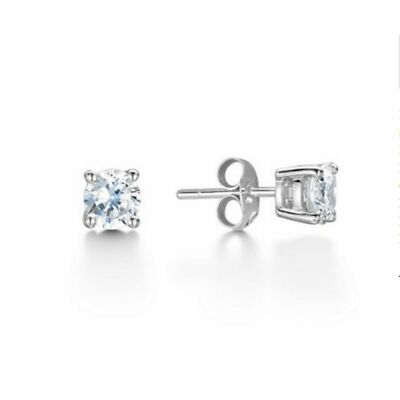 Boucles D'oreilles Diamants 18K Or Blanc - 0,26 Ct F/VS1 Ronds - Clous à Vis - Neuves étiquettes