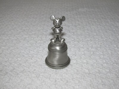 Walt Disney Prod Mickey Mouse Schmid USA Fine Pewter Bell 2 1/2'' Tall