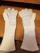 WOOL/LEATHER GLOVES - IVORY - GENTLY USED.