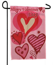 HAPPY VALENTINE'S DAY CARTOON HEARTS GARDEN BANNER/FLAG 12"X18" SLEEVED POLY