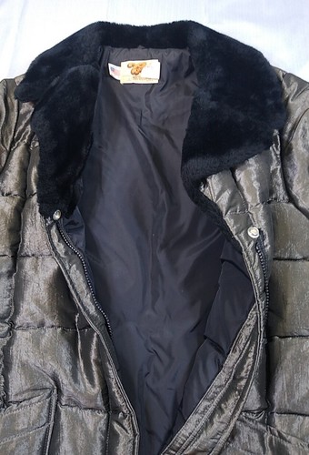 Vintage Comfy Ladies Sz 18 Goose down faux fur Collar belted Metallic Jacket USA - Picture 11 of 16