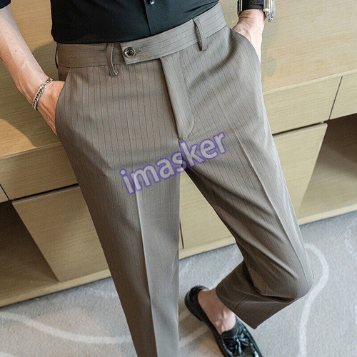 Summer New Stripe Fashion Pants Men Casual Elastic Business Formal Stretch Pants - 第 7/26 張圖片