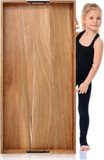 40X20 Inch Wood Serving Tray Extra Large Ottoman with Handle Oversized Coffee