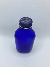 Genuine Phillip's Milk of Magnesia Made in USA 5" Cobalt Glass Bottle with Lid