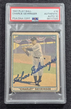 1941 CHARLES GEHRINGER Signed Play Ball Card-HOF-DETROIT TIGERS-PSA 10 Auto