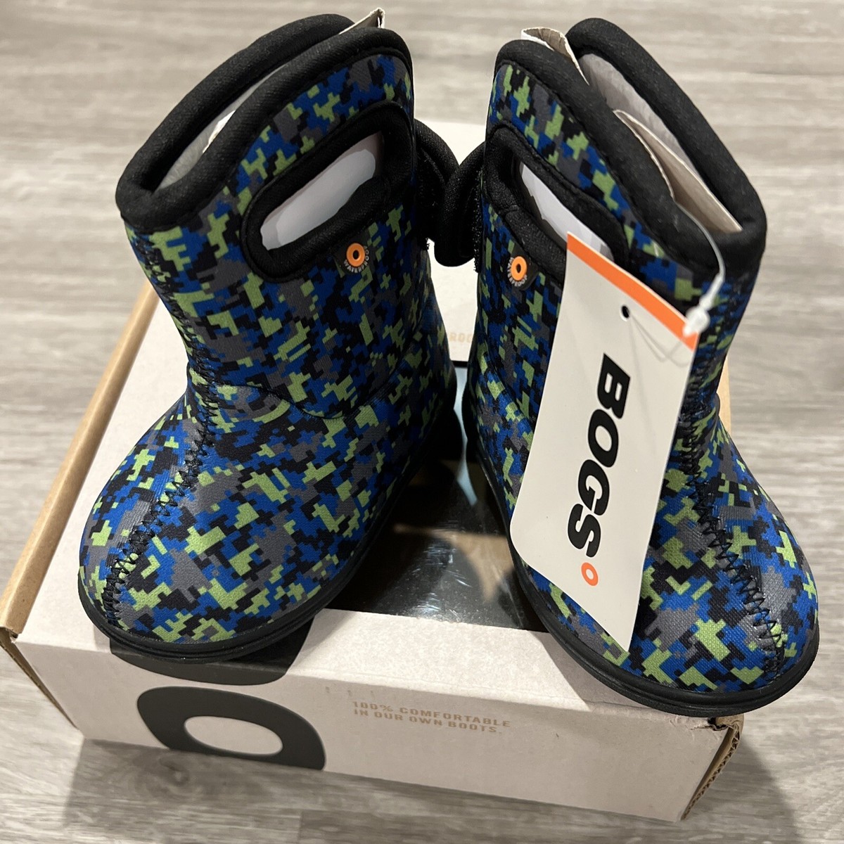 Baby Bogs II Digital Maze size Infant Snow boots Waterproof Blue