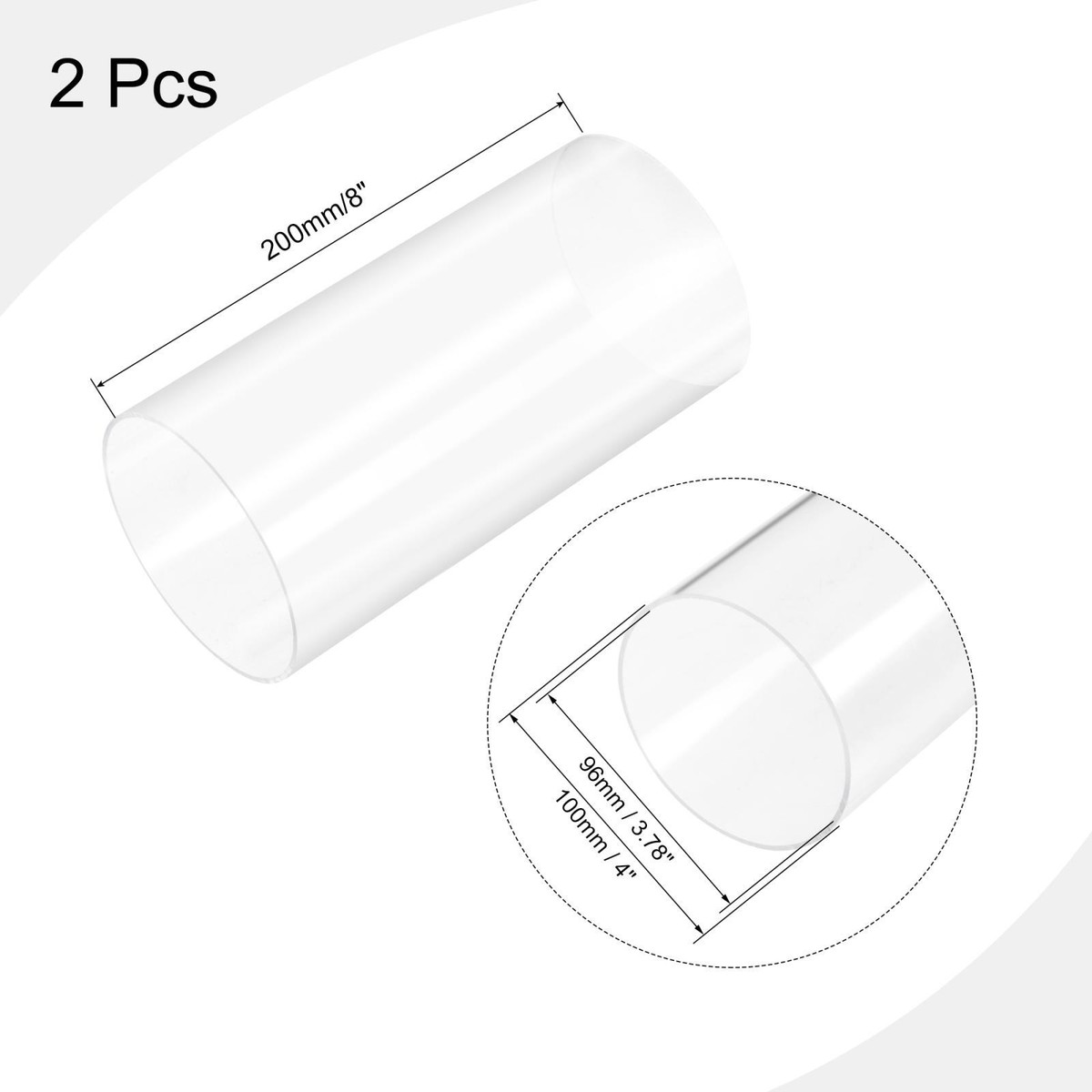Klares Starres Acryl-Rohr 96mm ID X 100mm OD X 200m Produktbild-Vorschau 9