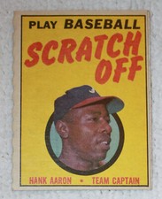 Hank Aaron Braves 1970 Topps Play Baseball Scratch Off Baseball Card Unscratched