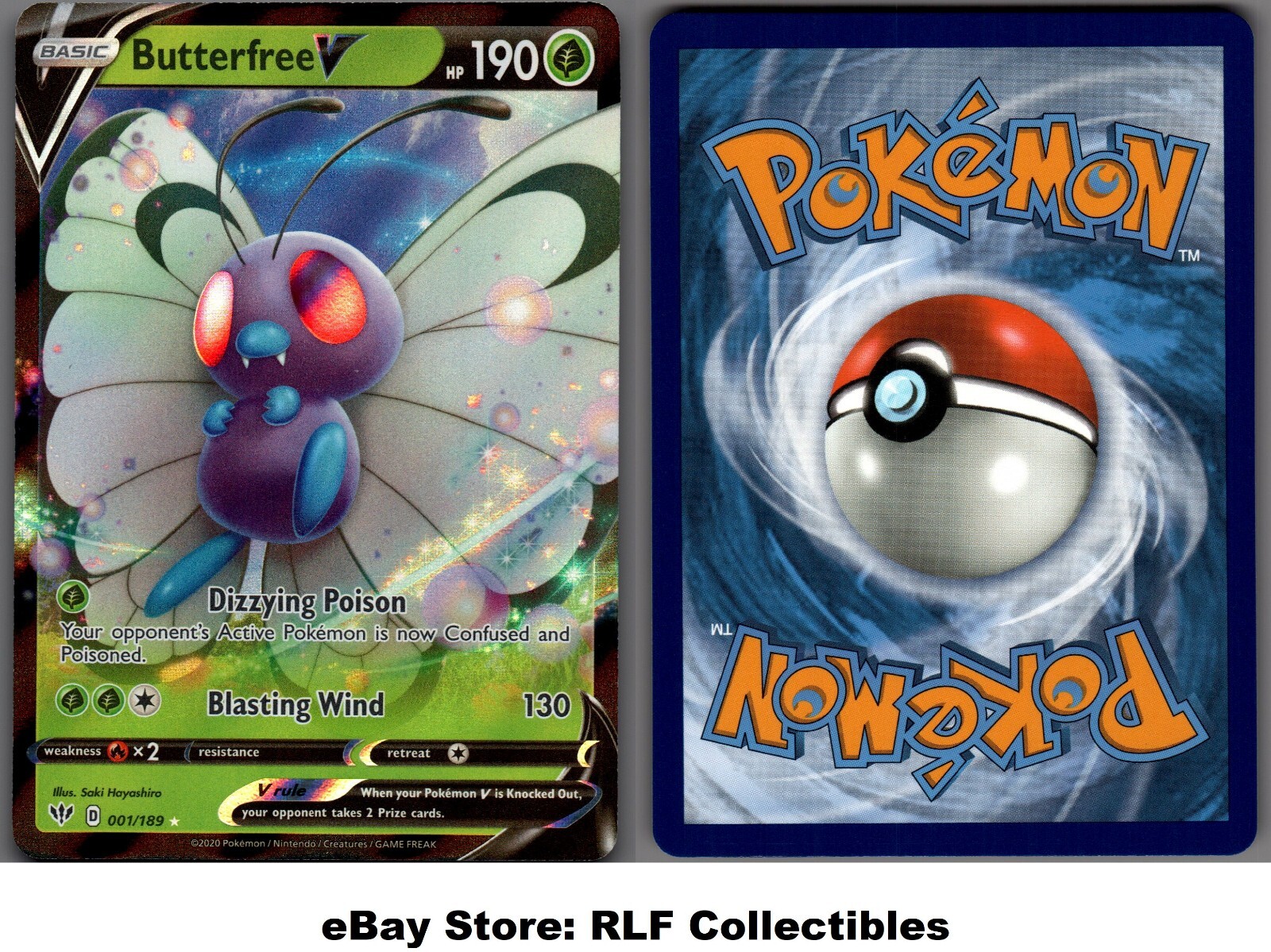 2020 Pokemon, Darkness Ablaze, #001/189 Butterfree V, Holo Ultra Rare