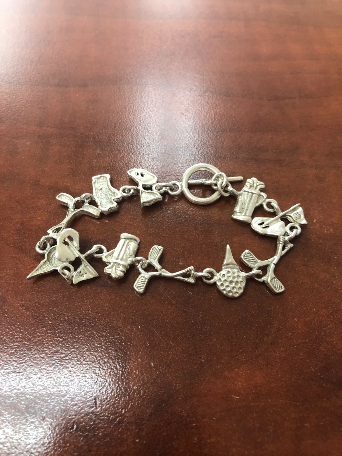 Sterling Silver "All things golf" toggle clasp br… - image 2