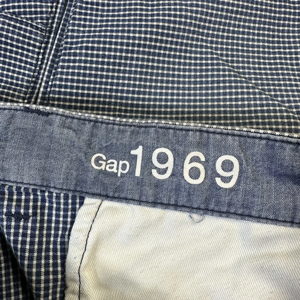Shorts Gap 1969 tamanho 44 azul chino bolsos quadriculados 10” costura interna masculino - Imagem 2 de 4