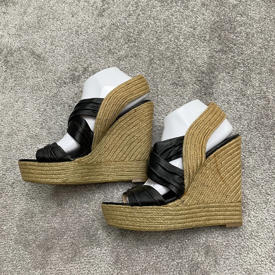 Boutique 9 Espadrille Wedge Sandals Womens 10M Brown Black Slip On Slingback - Image 2 of 4