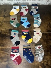 NWT Pack of 12 Rative Socks Non Skid Anti Slip Baby Socks - Car PLane Theme