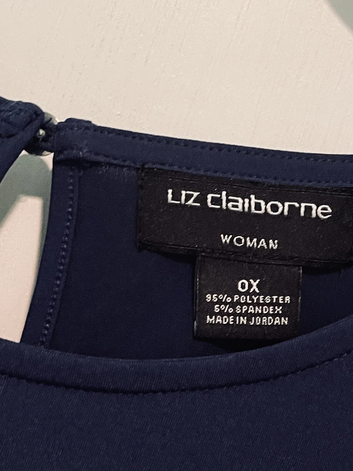 Liz Claiborne Talla 0 0X 14/16 Azul Marino Cerradura Retro Volantes Elastizado Tanque Carrera Foto 3 de 4