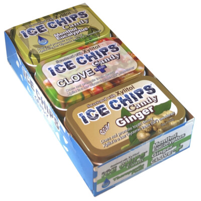 ICE CHIPS Candy Xylitol Candy 6 Tins; Keto Friendly, GF (Therapeutic Pack)