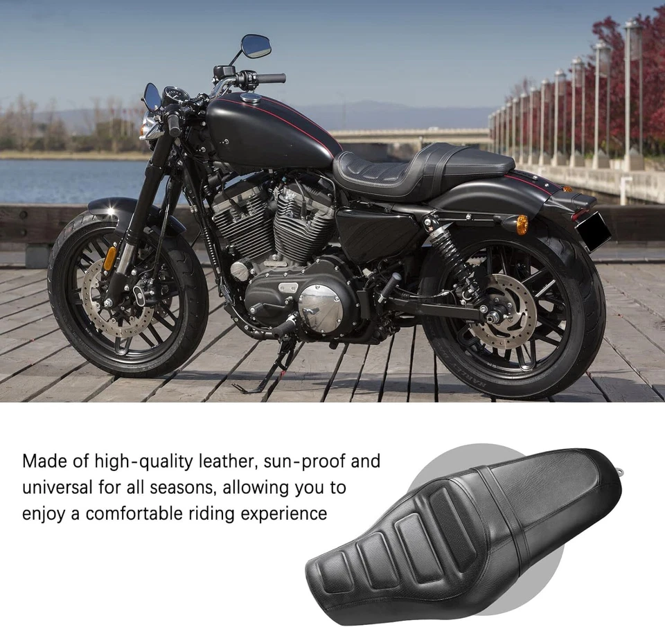 For Harley Davidson Iron 883 XL883N 2010-2016 Driver Passenger Two Up Seat Black - Image 2 of 4