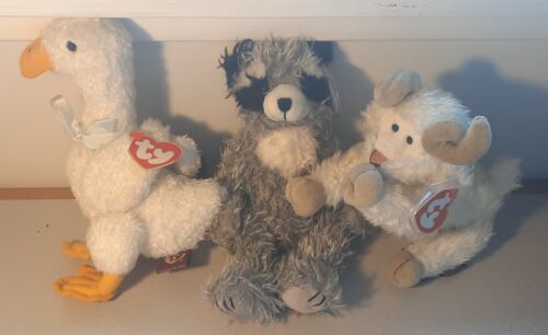 3 Retired TY Attic treasure beanie animals georgette radcliffe ramseyNEW w tags