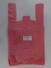 100 Qty. Pink 11.5" x 6" x 21" Plastic T-Shirt Bags w/ Handles Retail Shopping