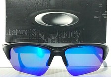 NEW Oakley FLAK BETA Matte Black w POLARIZED Galaxy Blue Sunglass 9363