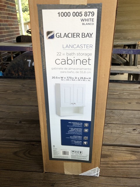 Glacier Bay Lancaster White 22 Bath Storage Cabinet 20 5 W X 7 73 D X 25 6 H For Sale Online