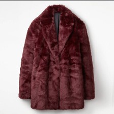 Boden Faux Fur Boxgrove Coat Size Uk 16 Burgundy/wine Winter Cosy