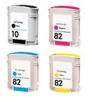 4 x ink cartridges for HP DesignJet 500 800 815 hp/No. 10 + 82 with chip!