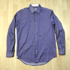 Robert Graham Purple Pinstripe Dress Shirt Knowledge Wisdom Truth 39 15.5 Tee