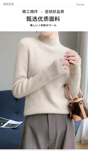 Autumn Winter Sweater Women Mock Neck Knitted Sweaters Cashmere Sweater - Picture 18 of 32
