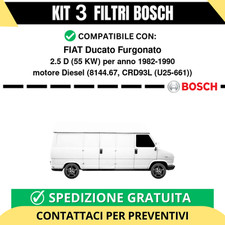 KIT BOSCH 3 Filtri tagliando per FIAT Ducato Furgonato 2.5 D 55 kw Diesel 198...