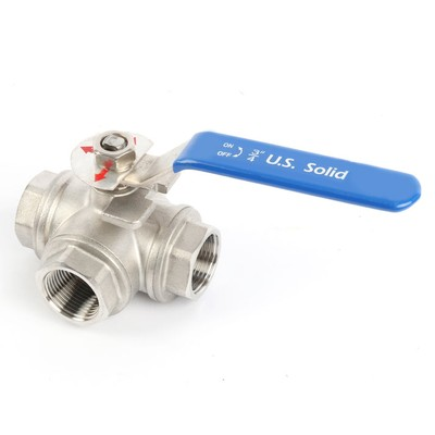 #ad #ad U.S. Solid 3 Way T Type Manual Ball Valve 3 4 in Female 304SS Full Port $27.99