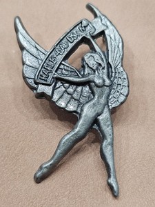 Vtg Harley Davidson Pin Motorcycle Bike Rider Lady Wings Gun Metal Tone Old Rare