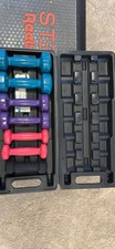 V-Fit Vinyl Dumbbell Set with Carry Case 6 Piece Weights (0.5kg,1kg,1.5kg Pairs)