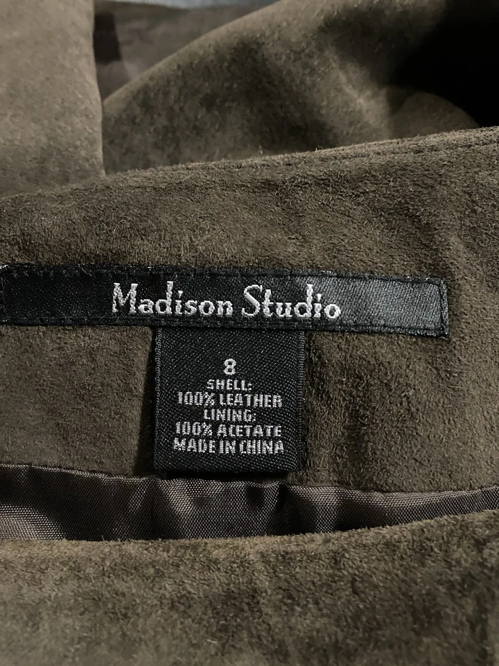 Женская замшевая кожаная мини-юбка-карандаш 90-х Madison Studio 8 коричневая - Изображение 3 из 4