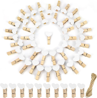 qingmeng Holzklammern Klein, 50 StüCk Mini WäScheklammern Holz Weiss Herz, 3.5Cm