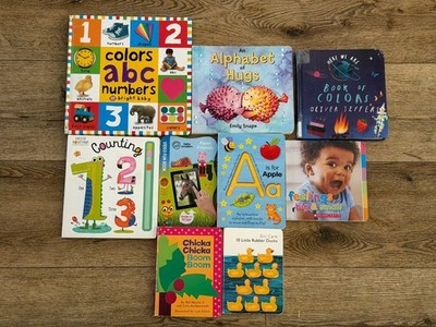 Toddler Board Book Lot 9 Learning Books ABC Colors Numbers Eric Carle Oliver Jef