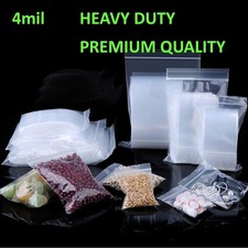 Heavy Duty Clear Zip Seal Plastic Bags Jewelry Top Lock Reclosable Baggies 4 Mil