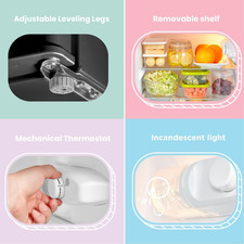 RCT87BL2(E) under Counter Fridge Freezer, 87L Double Door Small Fridge Freeze...