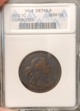 1803 Large Cent Draped Bust Rare SoapBox ANACS VG 8 Details!